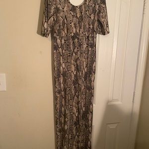 H&M long snake skin dress with slit size 10 Large